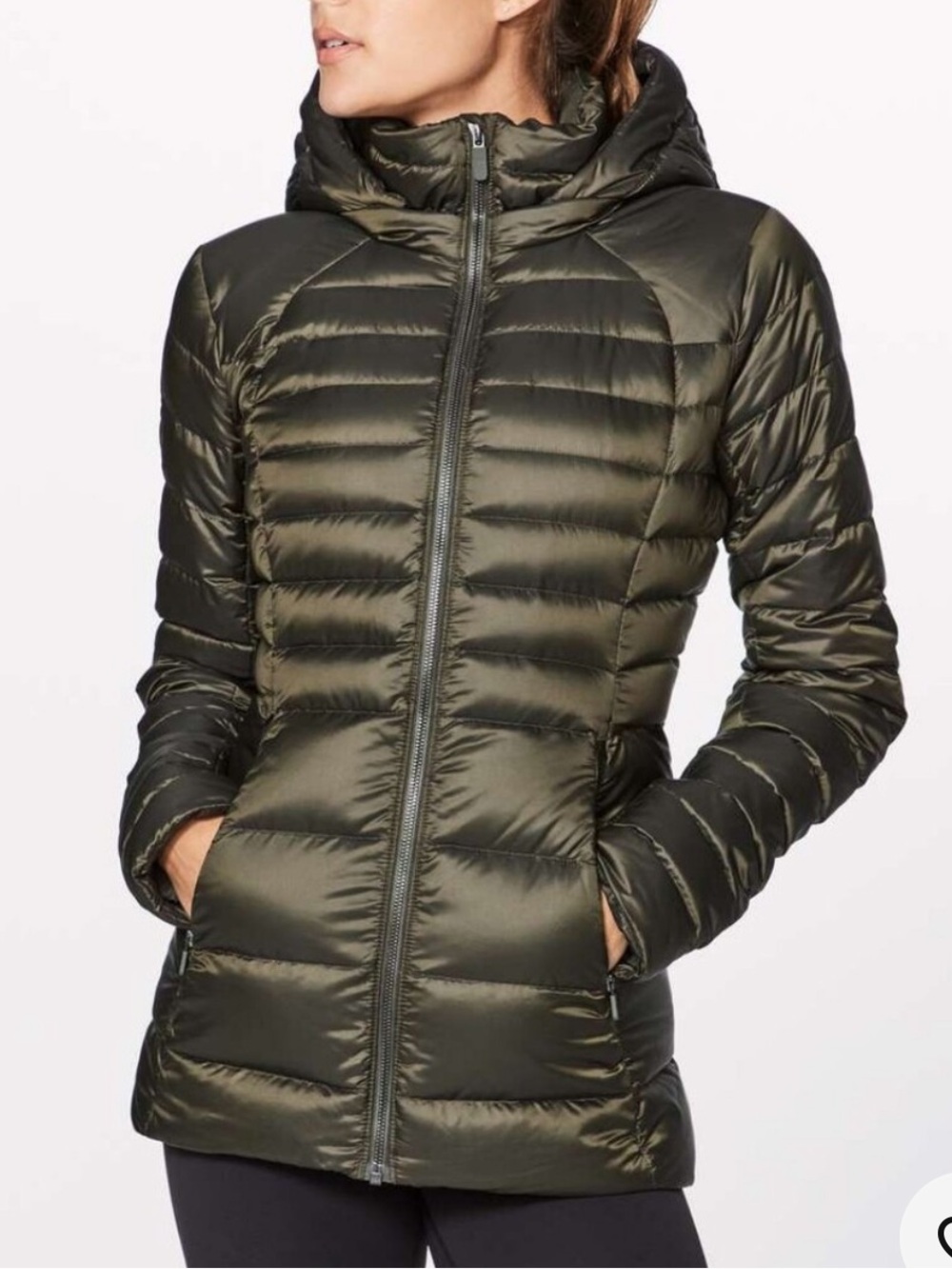 lululemon athletica Olive Hooded Packable Down Puffer Jacket
